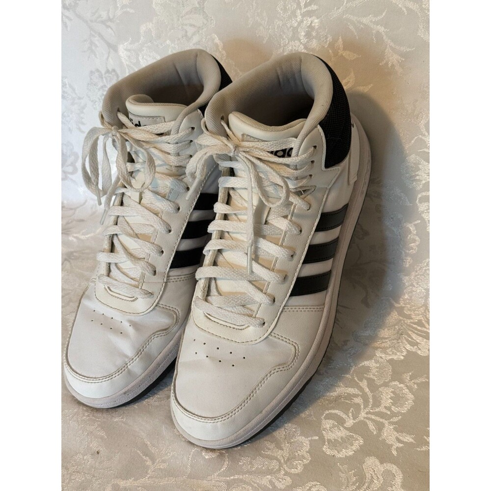 Size 9.5 - adidas Hoops 20 Mid White Basketball shoes Excellent Condition